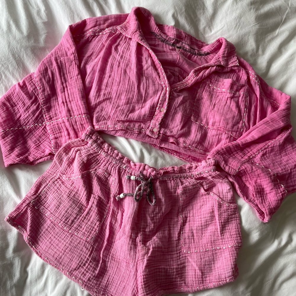 Free People Pink Pajama Set Intimates & Sleepwear